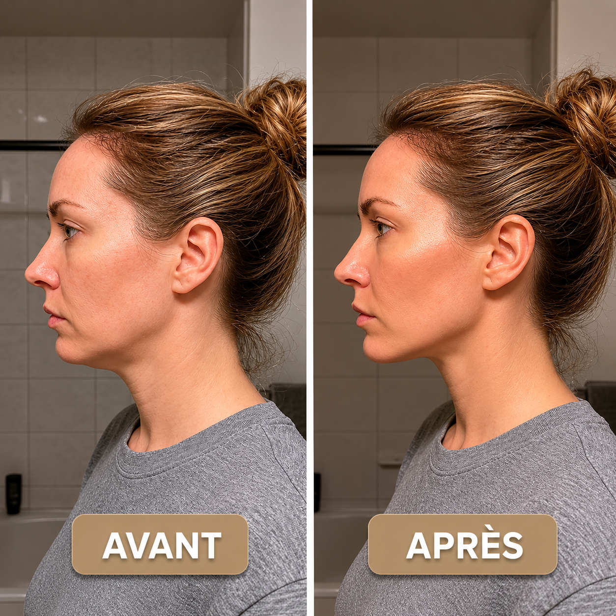 Avant et après — définition de la mâchoire en 4 semaines